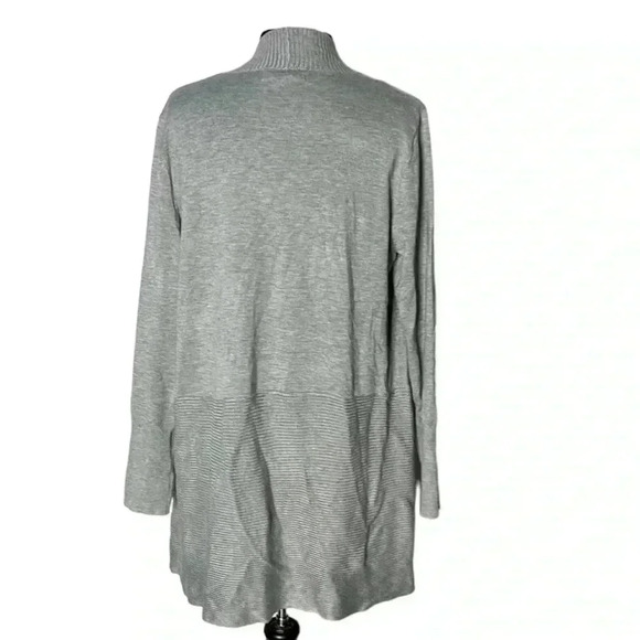 Magaschoni Open Front Long Cardigan Sweater Grey Size L - Picture 5 of 7